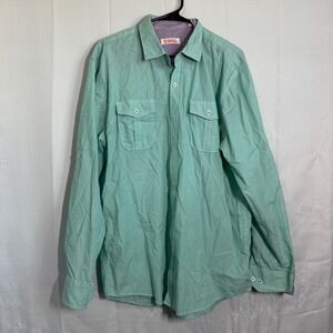 Michael Brandon Button Down Shirt Cotton Blend Roll Tab Sleeve Utility Casual